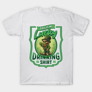 Cute Leprechaun Lucky Drinking Shirt T-Shirt